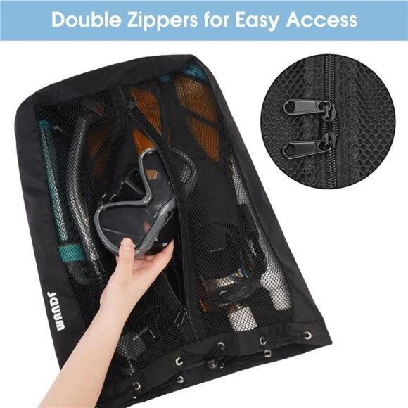 Swim Bag Mesh Drawstring Backpack Beach Backpack for Swimming, Gym &Workout Gear - Picture 3 of 8